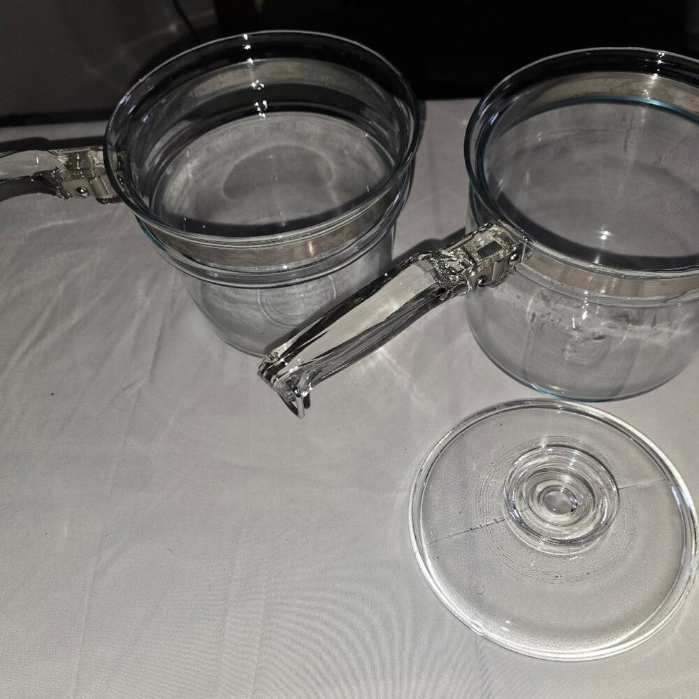 PYREX 6283 Flameware Inner Pot  Glass Double Boiler W/ Lid 1.5 Quart